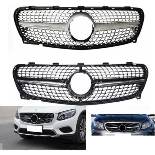 Front Grill For Mercedes Benz X156 GLA Class AMG Style GLA 220 250 45 2017-2018 Silver & Black Diamond Look