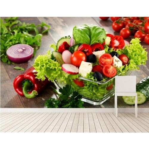 Custom 3d embossed wallpaper,Salads Vegetables Food wallpapers,restaurant living room tv sofa wall kitchen waterproof wallpaper