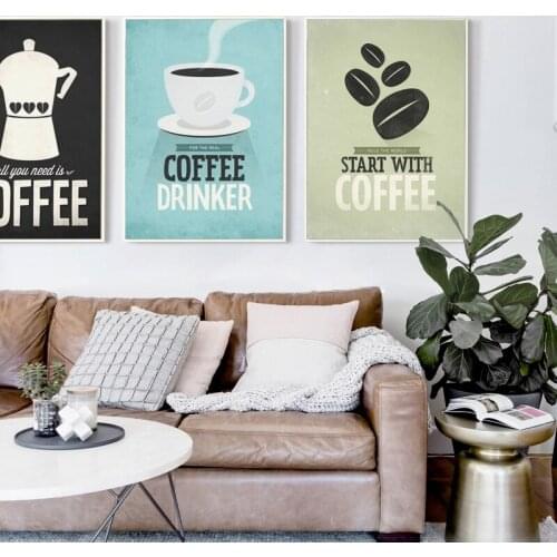 Retro Simple Style English Coffee Poster A4 A3 A2 Canvas Painting Art Print Picture Elegant Home Decoration for Cafe Pantry