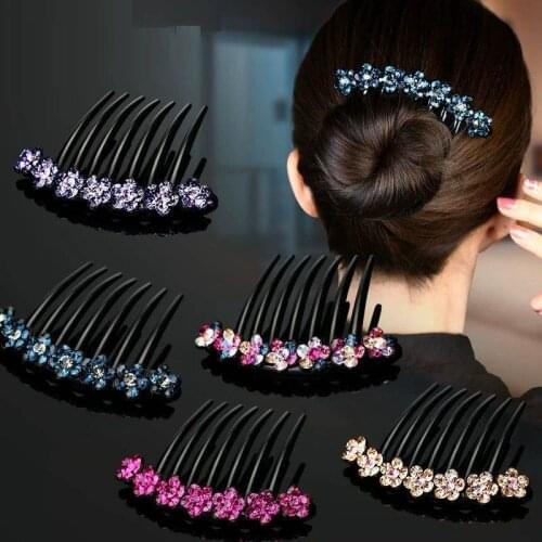 Hot Selling Adult Temperament Rhinestone Hair Comb Women Fashion All-match Seven-tooth Insert Comb Hairpin Accessories