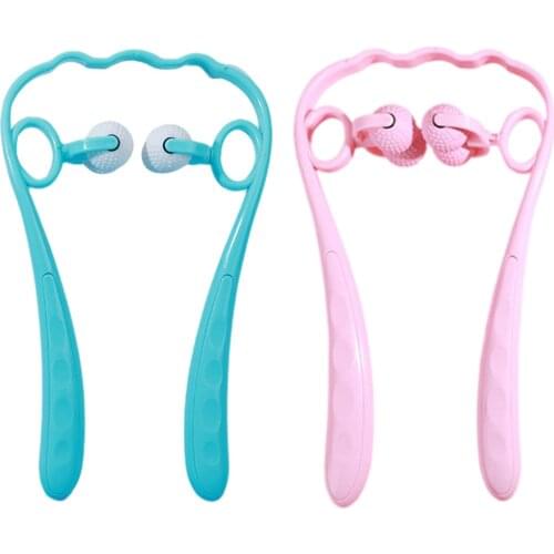 Manual Cervical Spine Massager Hand-Held Roller Kneading Tool Waist Back Muscle Pilates Gym Fitness Sport Small Portable Trendy