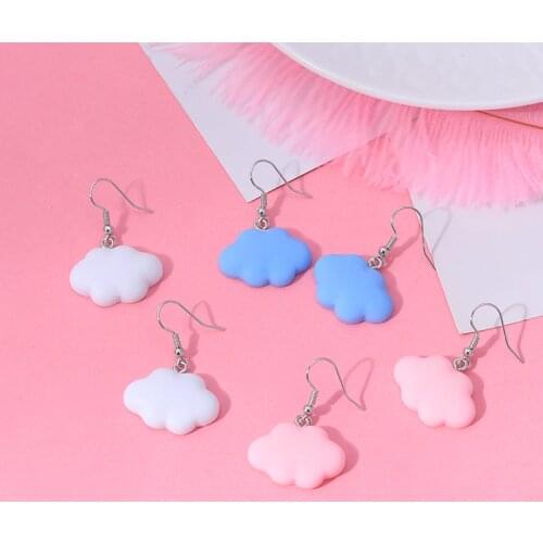 Simple Style Cute Cloud Dangle Earrings for Women 3 Color Sweet Girl Ear Hook Jewelry Birthday Party Gifts Brincos