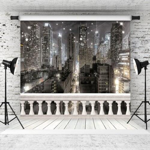 Night City White Railing Customized Photography Background For Wedding Children Baby Vinyl Backdrop Photo Studio Photocall