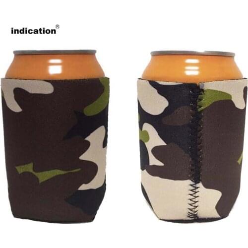 Green Camouflage Pattern Neoprene Stubby Holders Small Order Insulated Stubby Cooler For Food Wine And Cans Restaurant