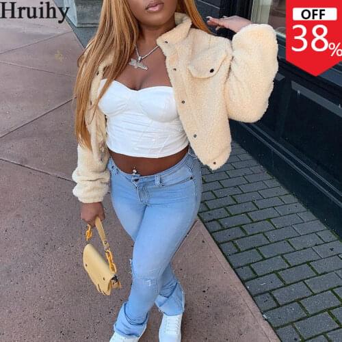 Jacket Women 2020 Single Breasted Long Sleeved Lamb Wool Coat Women Solid Color Fashion Causal Women Winter Jacket Warm