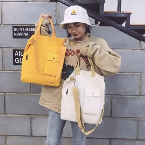 Women Man Canvas Bag Solid Color Ladies Purse Shoulder Bags Casual Travel School Student Tablet Bags Office Lady Handbag