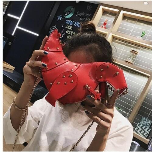 Ladies Crossbody Mini Messenger Bag Fashion 3D Dinosaur Design Rivets Pu Leather Girls Chain Purse Shoulder Bag Tote