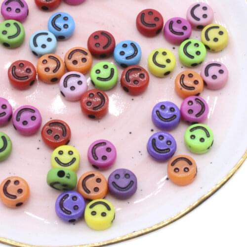 100pcs 4x7mm Smile Acrylic Beads DIY Bracelets Necklaces Earrings Jewelry Making