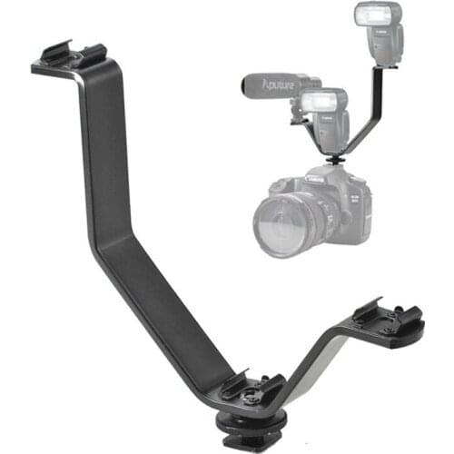 12.5cm Triple Hot Shoe V Mount Bracket for LED Video Lights, Microphones or Monitors