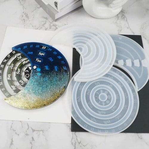 3Pcs/Set Mold Eco-friendly Easy to Demould Silicone Calendar Epoxy Mould for Home Calendar Epoxy Mould