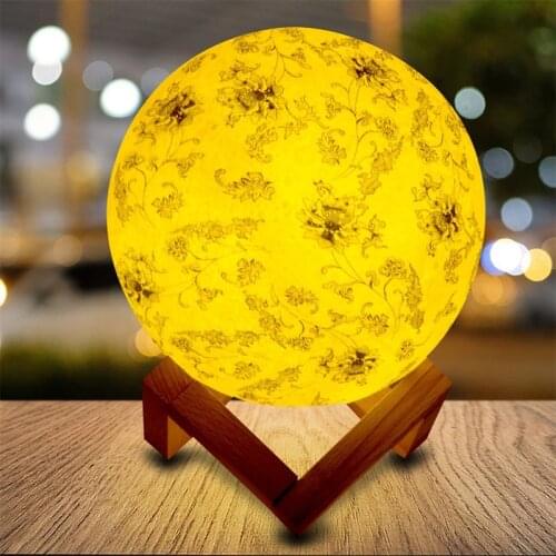 3D moon lamp LED night light colorful blue and white porcelain USB table lamp touch 7 Color Change Switch baby kids holiday gift