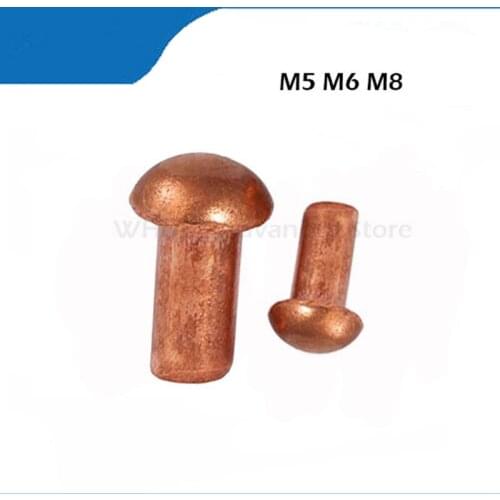 5PCS/10PCS M5 M6 M8*6/8/10/12/16/20/25/30/35mm half round head copper rivet solid rivet half round rivet copper round cap nail