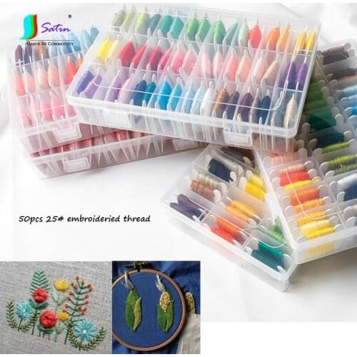 50pcs/set 6 Strands Hand-made Embroidery,Knitting,Sewing Accessory Colorful Embroidery Thread Set with Storage Box A0044L