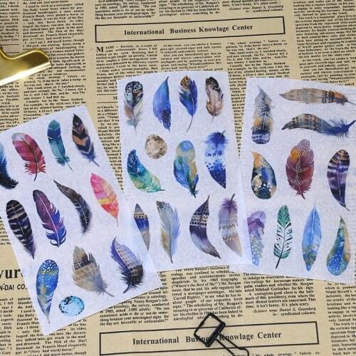6 pcs/lot Cute Dream Feather Bullet Journal Decorative Stickers Scrapbooking Stick Label Diary Stationery Album Kawaii Sticker