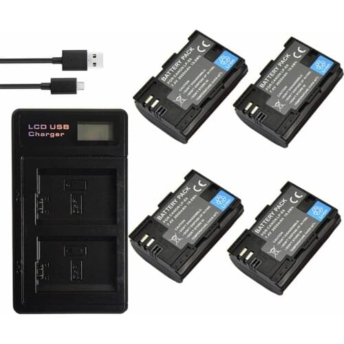 2650mAh LP E6 LP-E6 LPE6 Digital Camera Battery +USB LCD Dual Charger for Canon Mark II Mark III 6D 7D 60D 60Da 70D 80D 5DS 5D