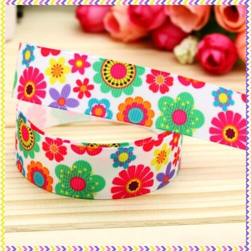 7/8'' Free shipping flowers printed grosgrain ribbon headwear hair bow diy party decoration wholesale OEM 22mm B817