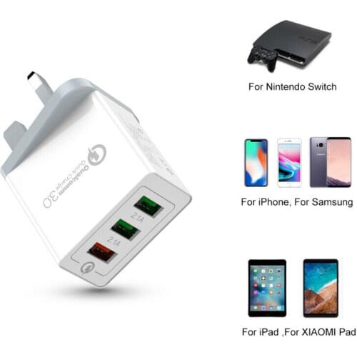 Quick Charge 3.0 USB Charger 3 Multi-Port QC 3.0 Fast Charging UK Plug USB Adapter Wall Mobile Phone Charger For iPhone Xiaomi