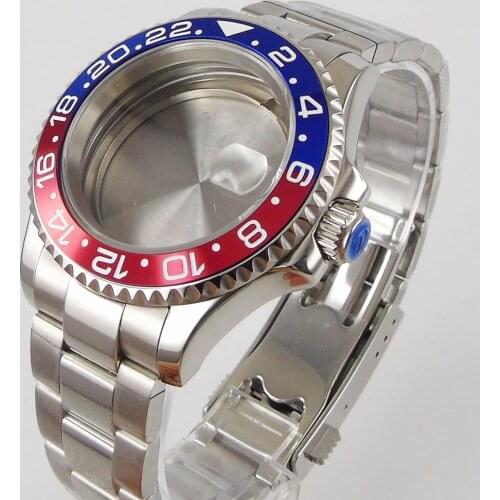 41mm Sapphire Glass Alloy Black bezel Watch Case Fit ETA 2836 DG2813 3804 Miyota 8215 Movement