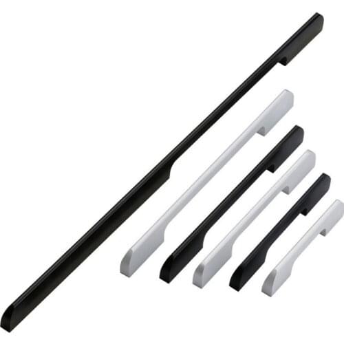 Long Cupboard Handle Modern Minimalist Aluminum Alloy Door Handle American Black Shoe Cabinet Wardrobe Cabinet YH1980