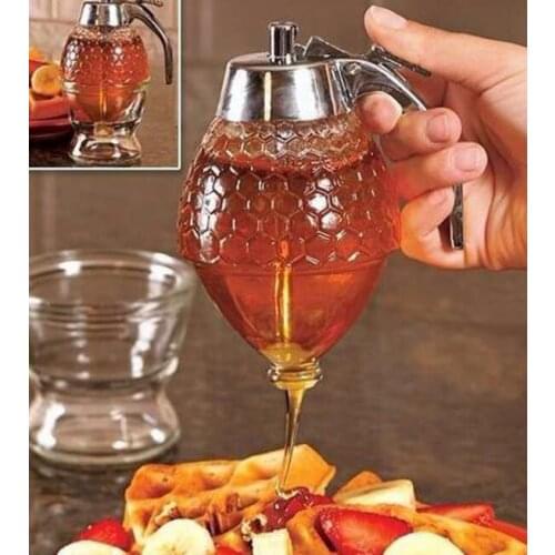 Honey Dispenser Jar Container Cup Portable Acrylic Honey Squeeze Storage Pot Juice Bee Drip Bottle Kitchen Tool
