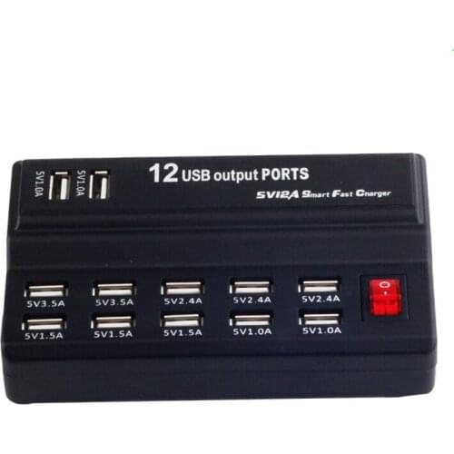 USB 110V~240V electric charger 12 ports input output 5V Max 3.5A EU/US socket for mobile phone Tablet PC other devices charging