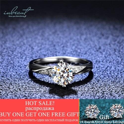 Inbeaut Pass Diamond Test Excellent Cut 1 ct Sparkling D Color Round Moissanite Wedding Ring Platinum Plated Engagment Rings
