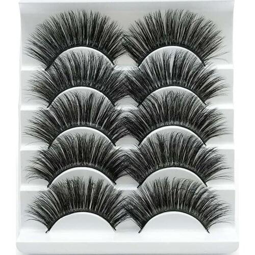 Mink Lashes Fluffy Wispy False Eyelashes Long Eyelash Extension Makeup Handmade Fake Lash Extension Tool Natural 5 Pairs Faux 3d