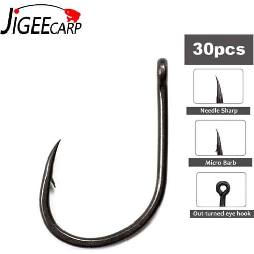 JIGEECARP 30pcs Carp Fishing Hooks High Carbon Steel Hooks Wi #2 #4 #6 #8 Carp Hooks Wide Gap Sharp Barbed Fishing Hooks