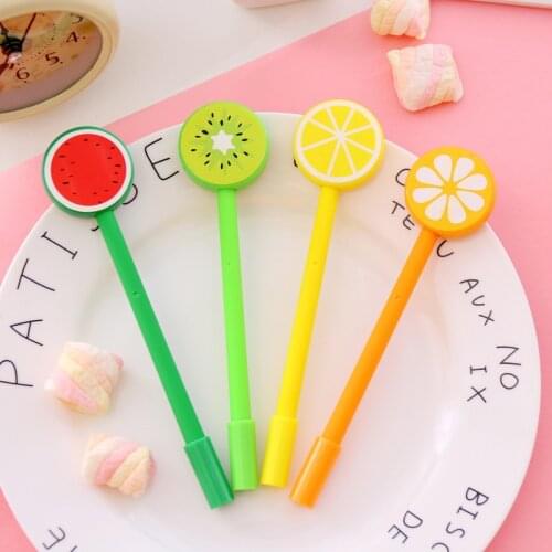 40 PCs Stationery Cute Fruit Lollipop Neutral Pen Wholesale Creative Needle Tube Pen Black 0.5mm