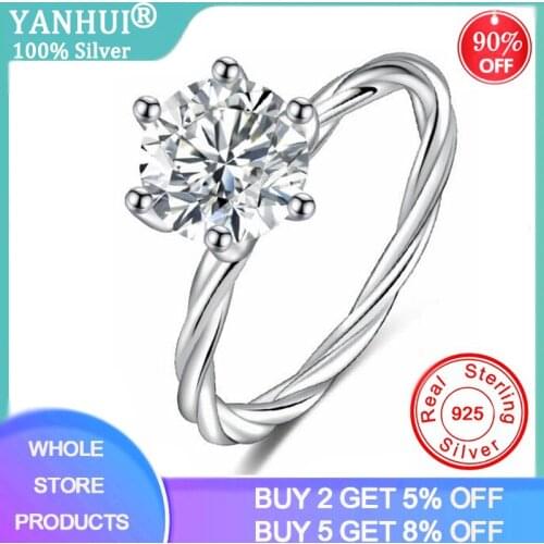 YANHUI Pattern Twisted Rope Hemp Finger Ring Gold Silver Color Micro Cubic Zirconia Tail Ring Fashion Womens Silver 925 Jewelry