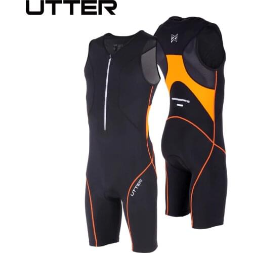 UTTER Passion P1 Black and Orange Cycling Jersey Sets Anti-UV Men Breathable Triathlon Suit Sleeveless Cycling Bicycle Clothing