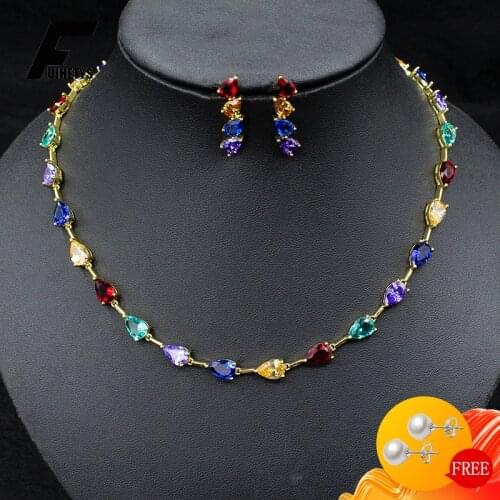 BaliJelry Luxury Jewelry Set 925 Silver Earrings Necklace Water Drop Shape Topaz Gemstone for Women Wedding Engagement Accessory