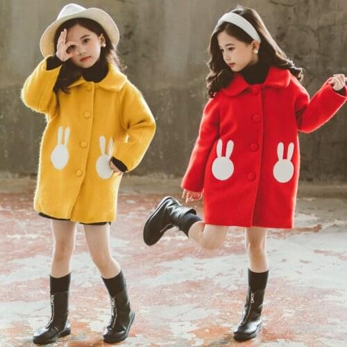 Rabbit Jacket Winter Spring Coat Outerwear Top Children Clothes School Kids Costume Teenage Girl Clothing Woolen Cloth High Qual