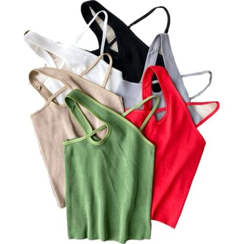 Summer Women Cross Straps Slim Bodycon Tank Crop Tops Girl Sleeveless Short Solid T-Shirt Camis Tees Top for Girls