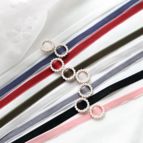 Fashion Imitation Pearl Circle Velvet Choker Necklace for Women Girls Simple Neck Jewelry Short Clavicle Collares FS26