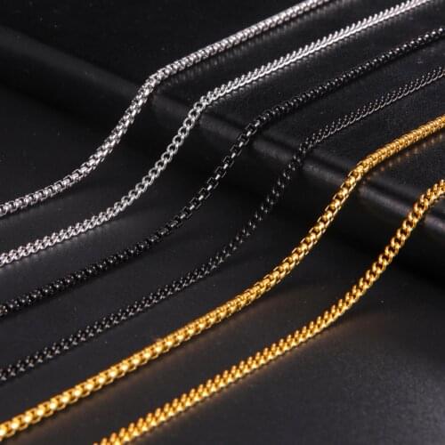 My Shape Stainless Steel Necklaces Gold Silver Color Metal Necklace Link Box Chain Choker Lobster Clasp Jewelry Accessories