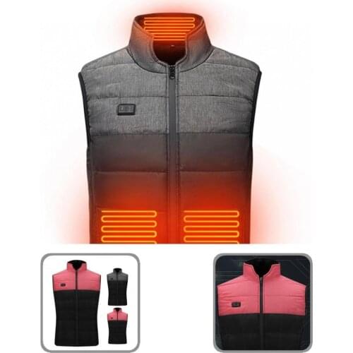 Men Women Stylish Stand Collar Winter Heating Jacket Thicken Heated Vest 3 Gears for Travel