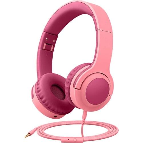 Kids On-Ear Headphones Foldable Design with Stereo Tangle-Free 3.5mm Jack Wired Cord Headset for Children