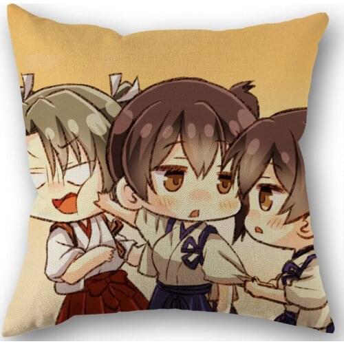Anime Kaga (Kancolle) Pillow Covers Cases Cotton Linen Zippered Square Decorative Pillowcase Outdoor,Office,Home Cushion 45x45cm