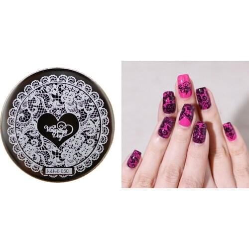 New Stamping Plate hehe50 Lace Rose Heart Elegant Nail Art Stamp Template Image Transfer Stamp Plate Love Valentine
