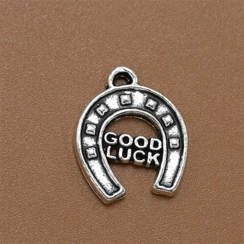 BULK 30pcs Lots Nickle Free Alloy Good Luck Horseshoe Charms Antique Silver Plated Metal Handmade Jewelry Making 17*15mm 1.5g