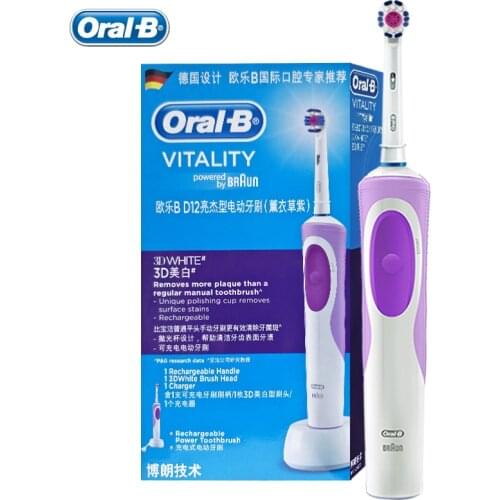 Oral B Vitality Electric Toothbrush 3D White with EB18 Brush Head Waterproof Inductive Charge Deep Clean Teeth Whitening
