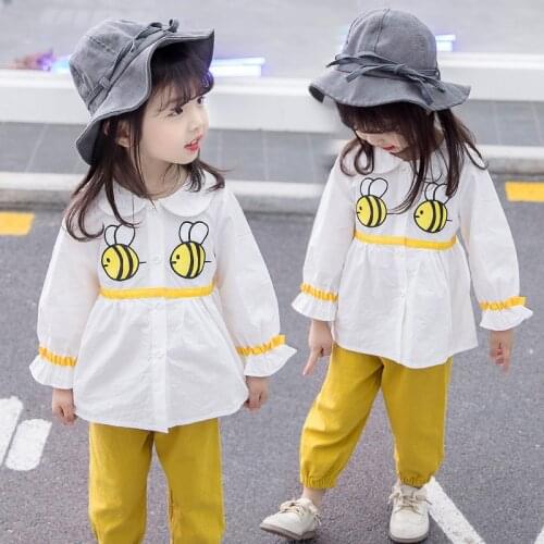 Autumn Baby Girl Clothes bee Cartoon Long-Sleeve T-Shirt + pant 2 pieces Suit Girls Clothing Set Children Clothes 1-5Y #0091