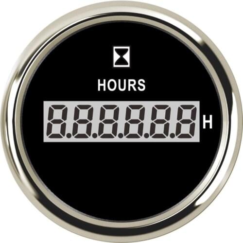 Marine Boat Yacht Outboard Engine Digital Hour Meter Gauge 9-32V 52mm 2 Inch 316L Bezel
