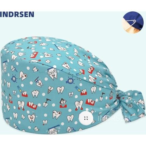 Women man cotton dentist hat Medical Scrub cap for Long Hair Working adjustable twill cap for Doctor Nurse Scrub hats