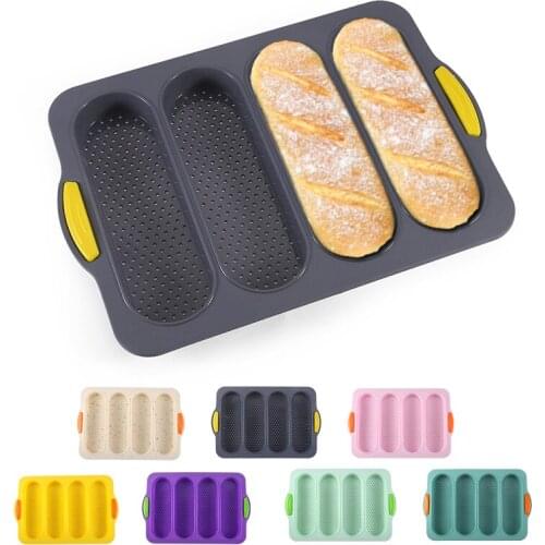 Food Grade 4 Slot French Stick Silicone Mold Non-stick Baking Baking Pan Bread Oven Cake Mold Baking Tools
