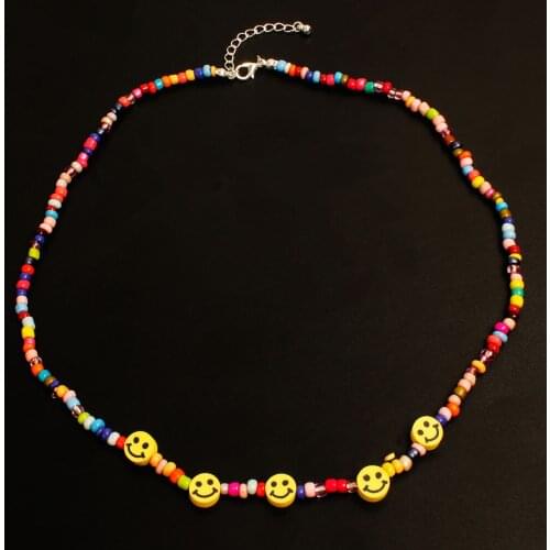 Smiley Chokers Set Beaded Necklace for Women Choker Bohemian Jewelry Bijoux Femme Chains Matching Accessories Wholesale