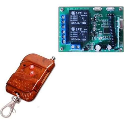 Taidacent 2 CH RF Relay Switch for Auto Car Gate Shutter Door Learning Code 12V Wireless 2 Channel Remote Control Switch