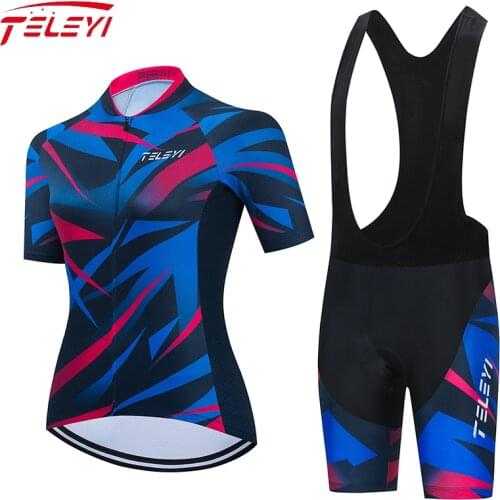 New Pink TELEYI Cycling Team Jersey Bike Shorts Suit Ropa Ciclismo Summer Pro Bicycle Maillot Pants Clothing
