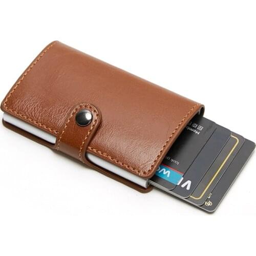 RFID Blocking Vintage Business Wallet Automatic Wallet Credit Card Holder Case Aluminum Alloy Anti-Theft RFID Bank Credit Card